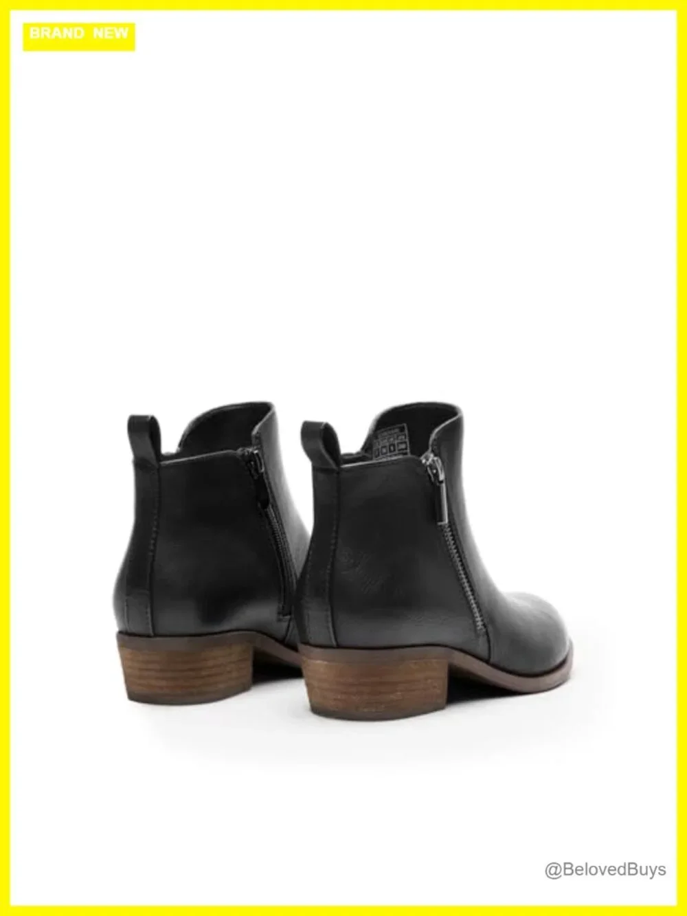 Faux Leather Low Chunky Heel Ankle Booties with Side Zip